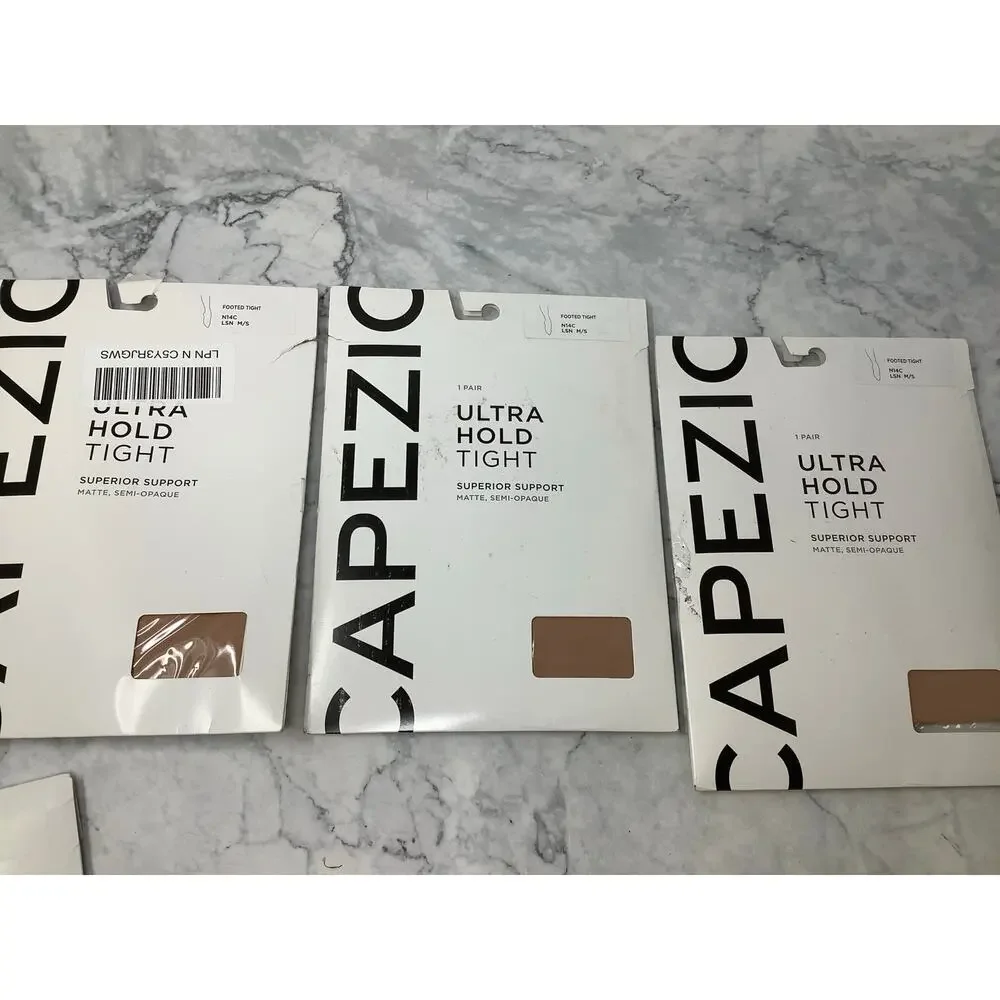 Capezio LOT of 3 Girl M/S Suntan Ultra Hold Superior Support Footed Tight N13-40